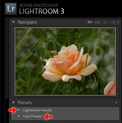 lightroom initially provides two folders for presets