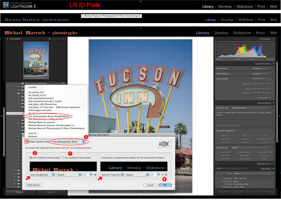 working with the id plate editor in lightroom